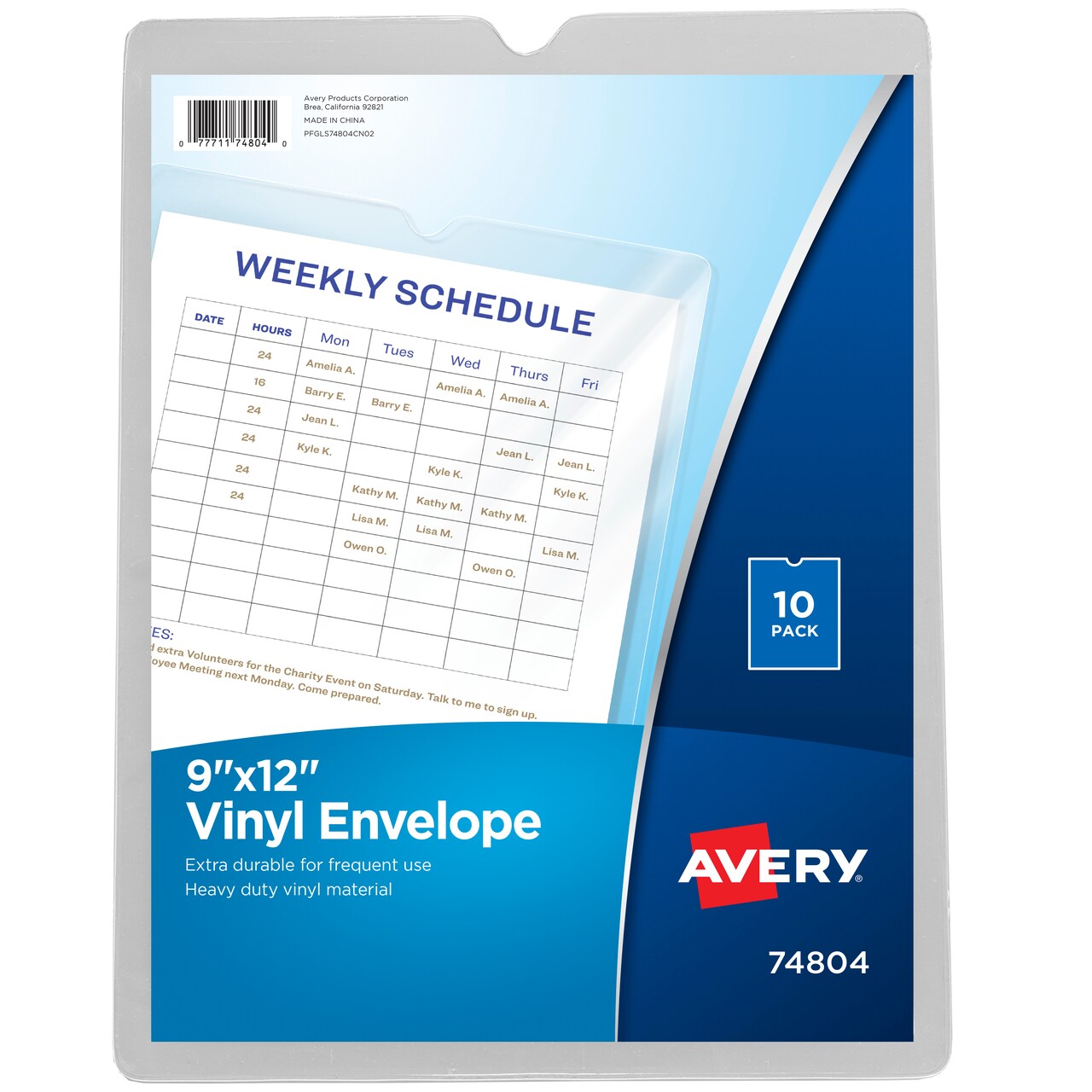 Avery File Envelopes, 9" x 12" Travel Document Organizer, Holds up to 60 Sheet, 10 Vinyl Envelopes (74804)